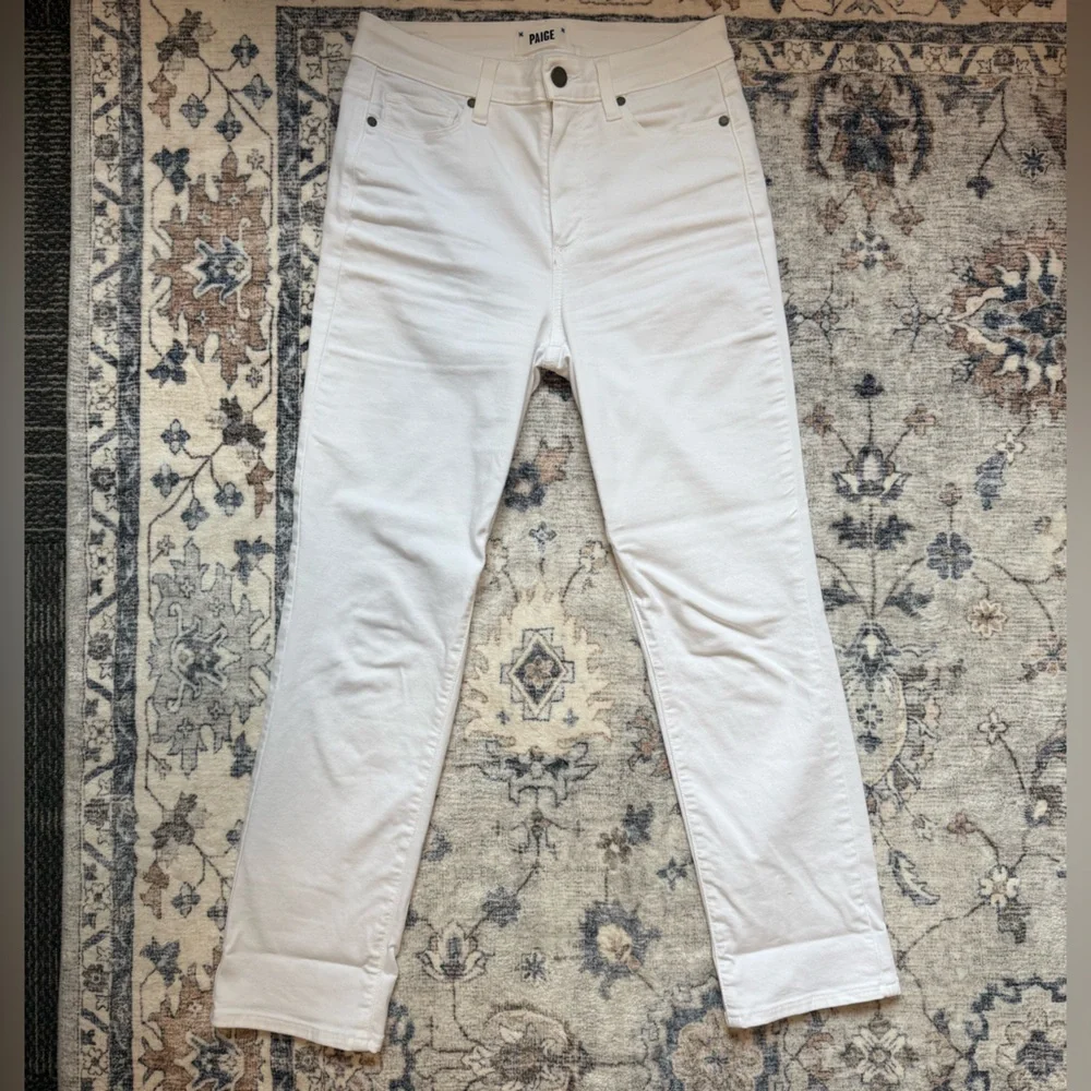 PAIGE Women's Jacqueline Straight Crisp White Ankle Jeans - Picture 4 of 8